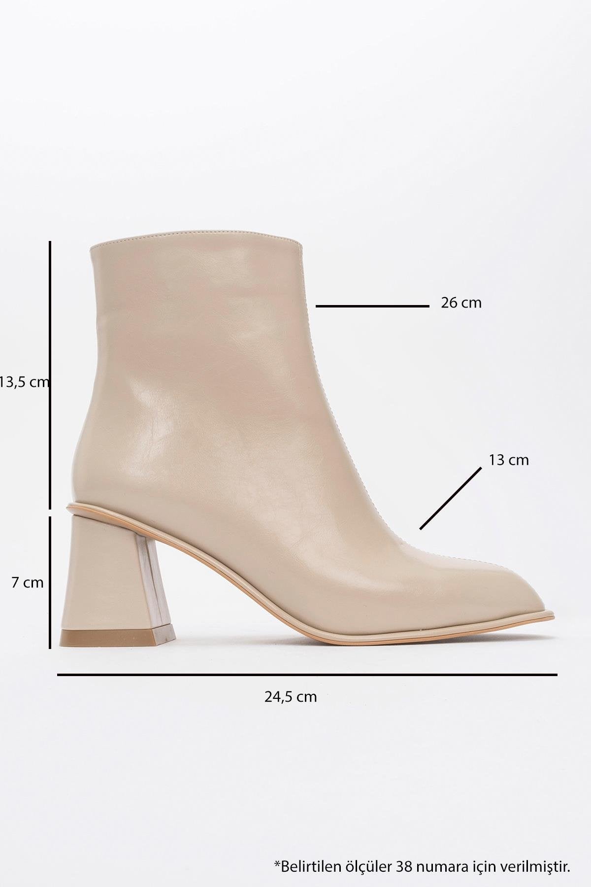 Alba Beige Block Heel Boot (Women)