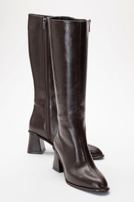 Paradis - Brown Block Heel Knee-High Boot (Women)
