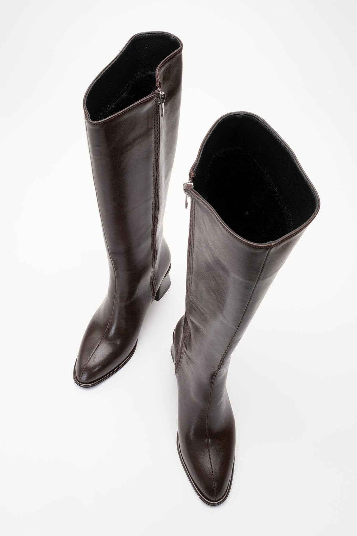 Paradis - Brown Block Heel Knee-High Boot (Women)