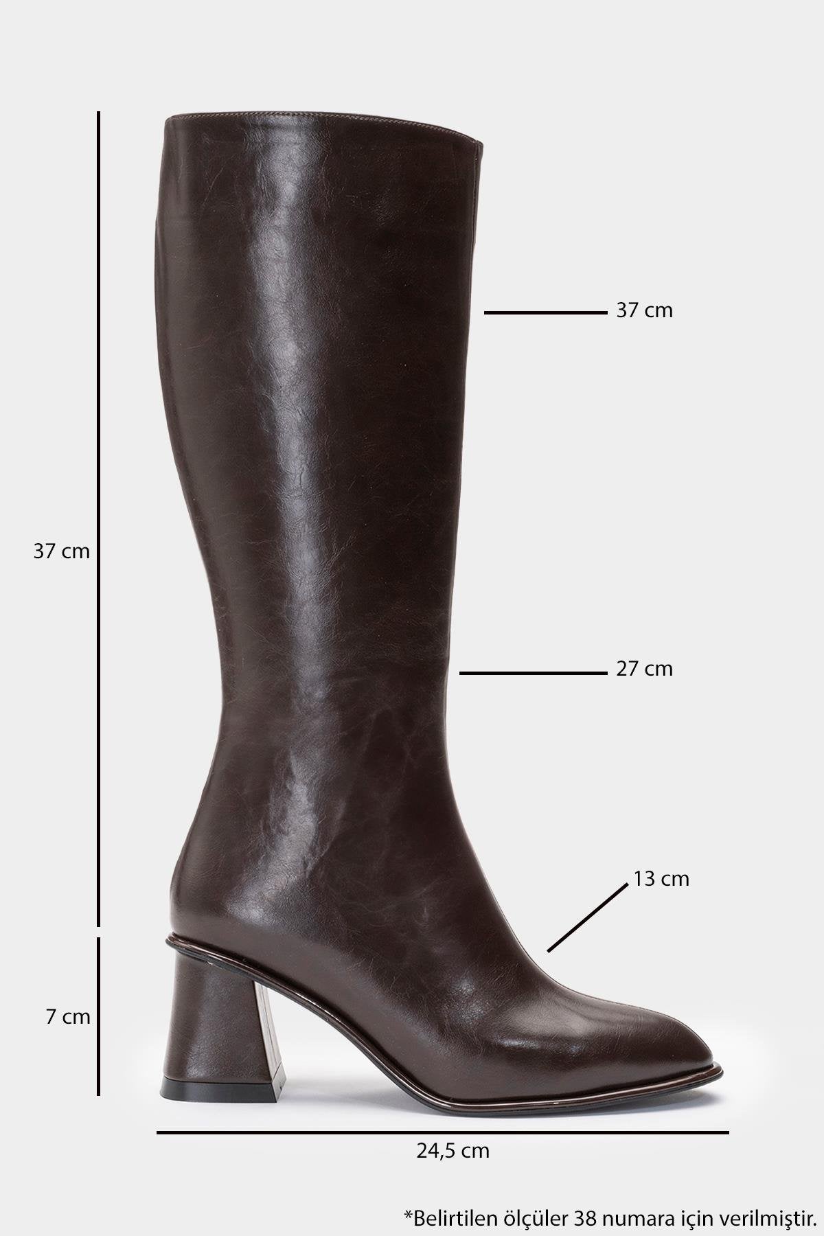 Paradis - Brown Block Heel Knee-High Boot (Women)