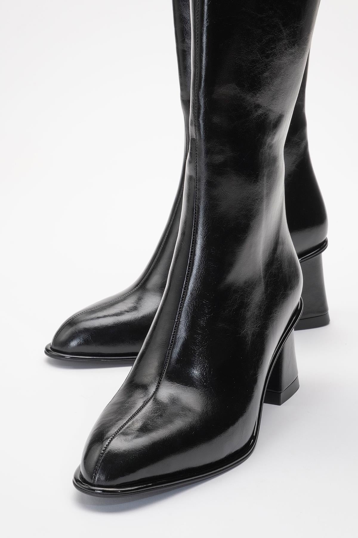 Paradis - Black Block Heel Knee-High Boot (Women)