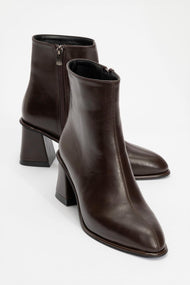 Alba - Brown Block Heel Ankle Boot (Women)