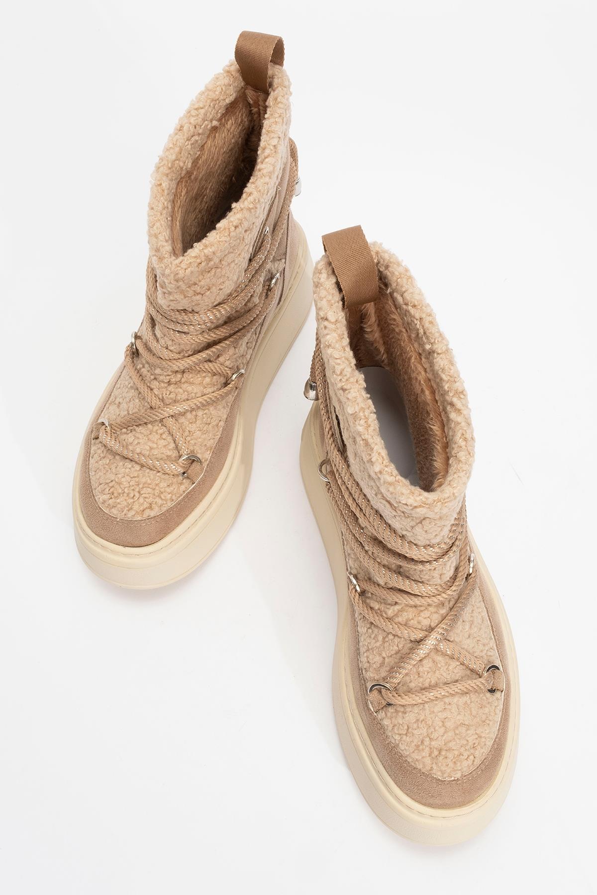 Dila Dark Beige Fur-Lined Winter Boot (Women)