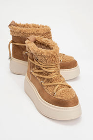 Dila Cognac Brown Fur-Lined Winter Boot (Women)