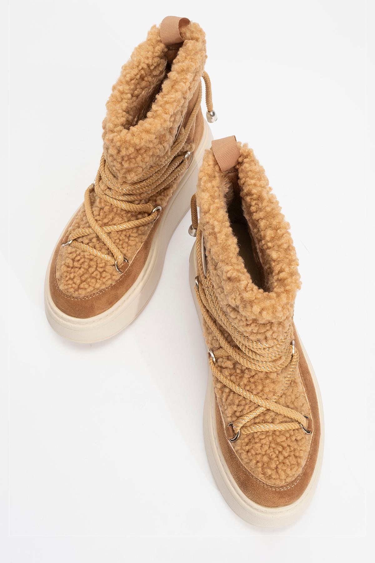 Dila Cognac Brown Fur-Lined Winter Boot (Women)