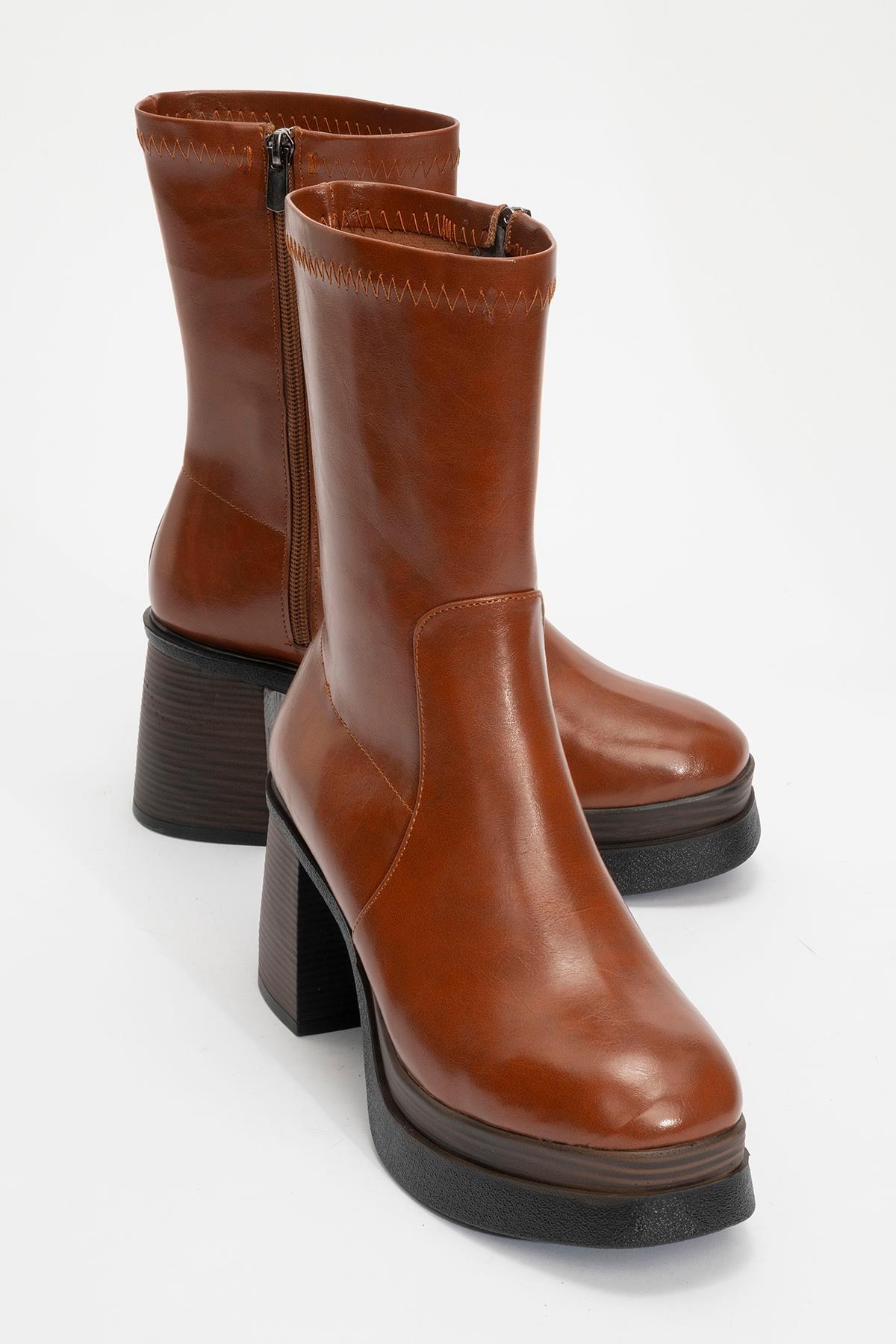 Beck - Tan Platform Heel Boot (Women)