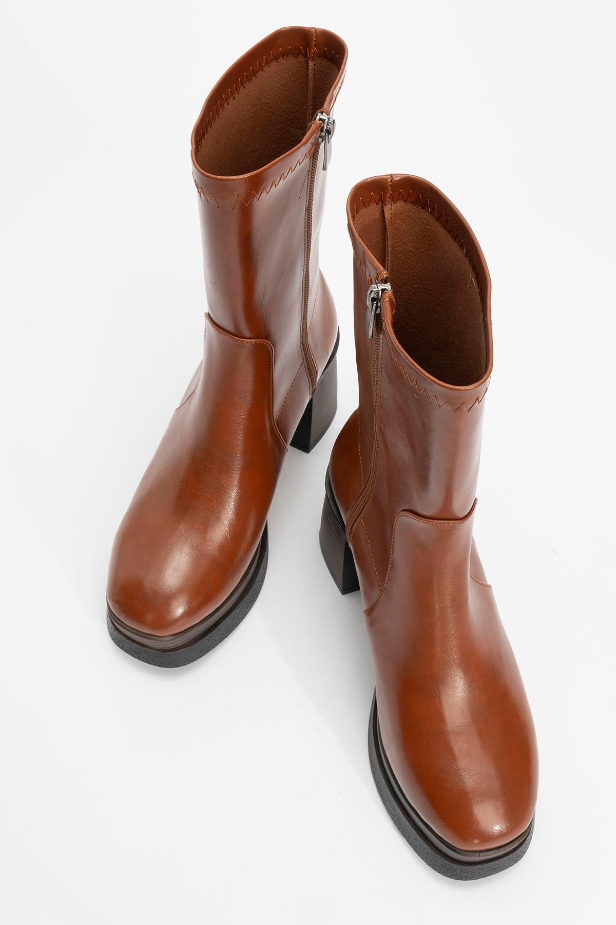 Beck - Tan Platform Heel Boot (Women)