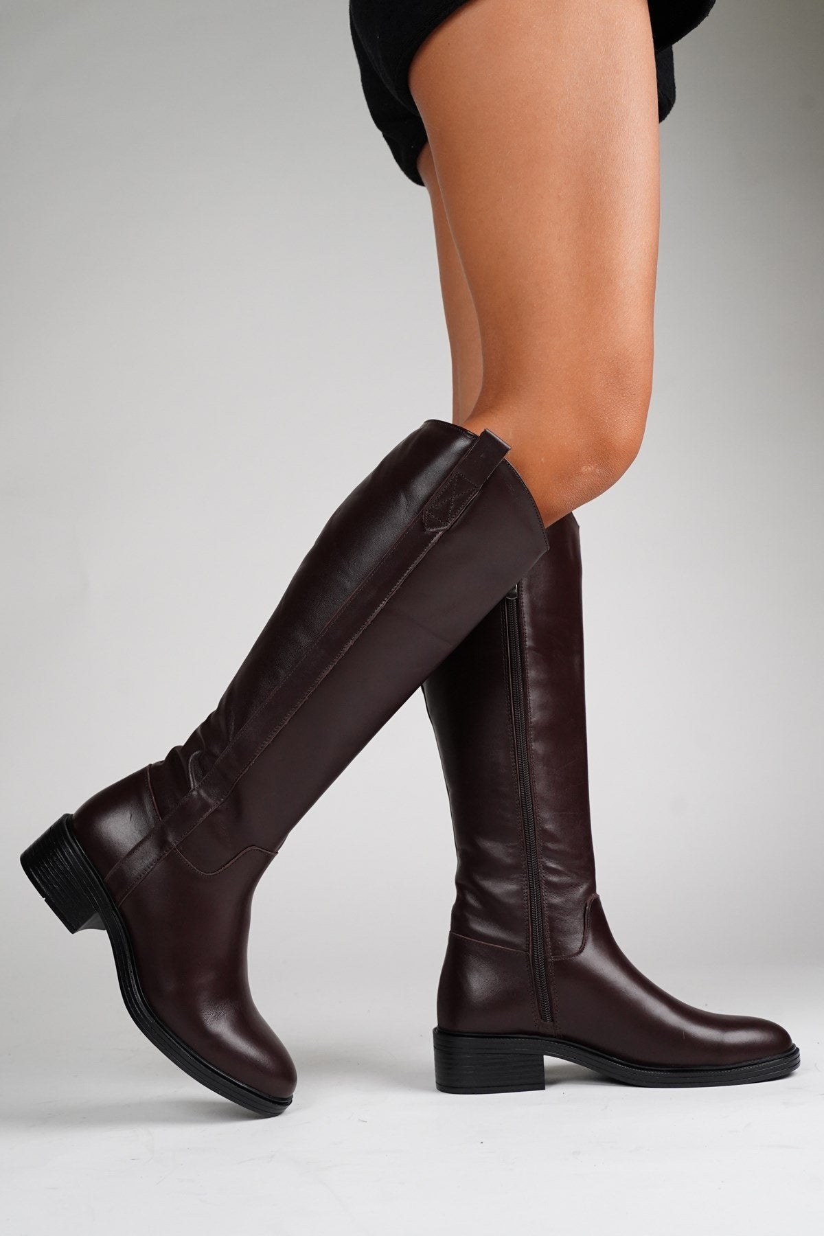 Acro Brown Leather Heeled Boot (Women)