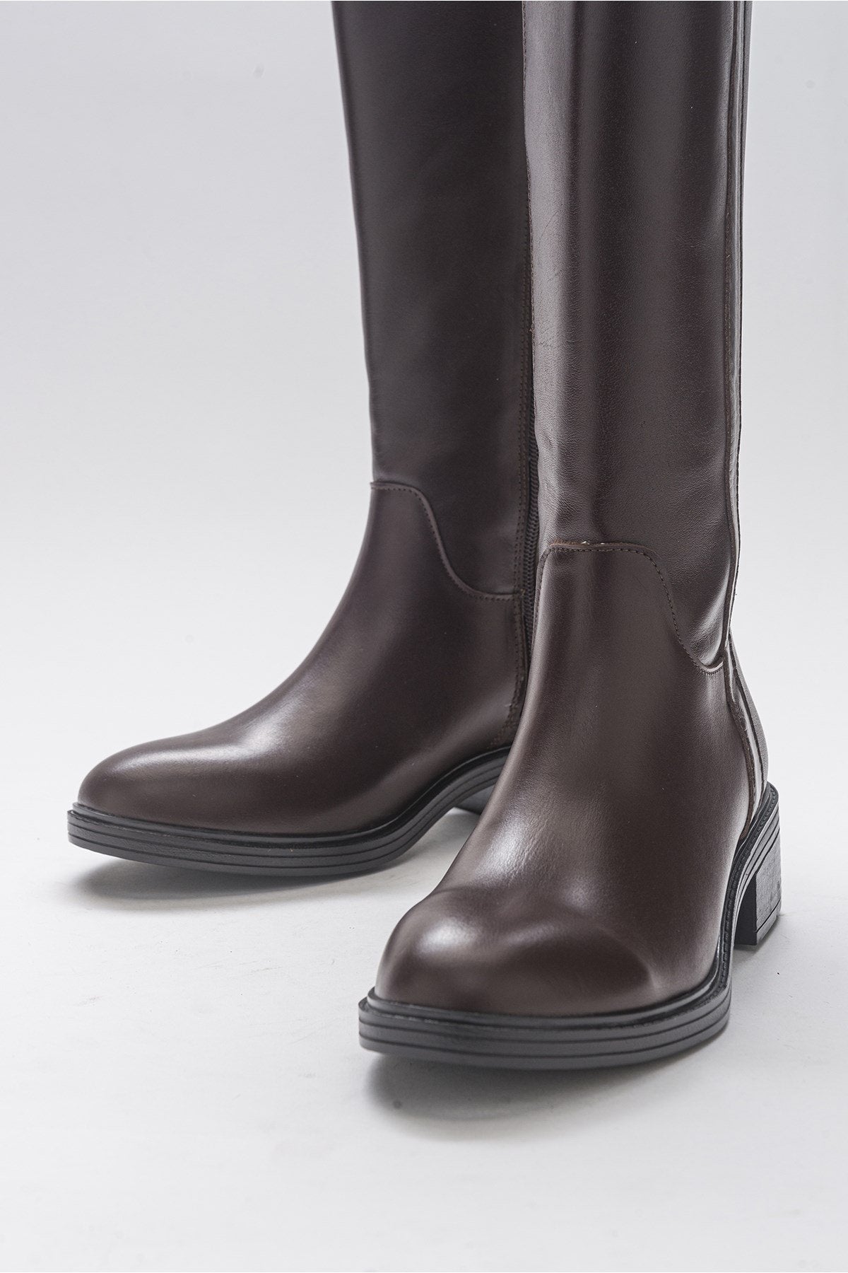 Acro Brown Leather Heeled Boot (Women)