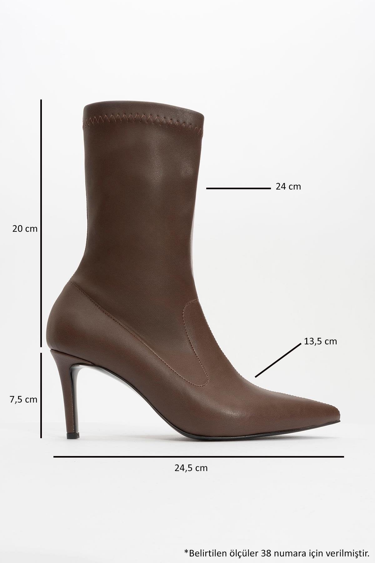 Thalin - Brown Pointed Toe Side Zip Slim Heel Boot (Women)