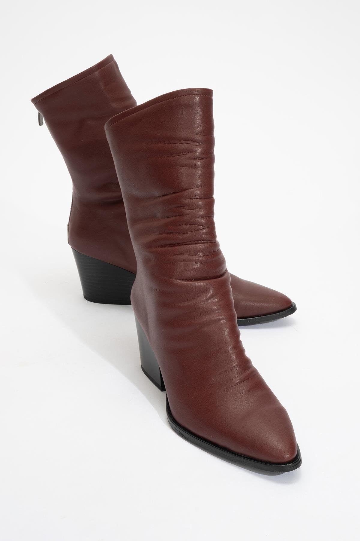 Laval - Burgundy Back-Zip Block Heel Boot (Women)