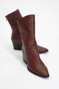 Laval - Burgundy Back-Zip Block Heel Boot (Women)