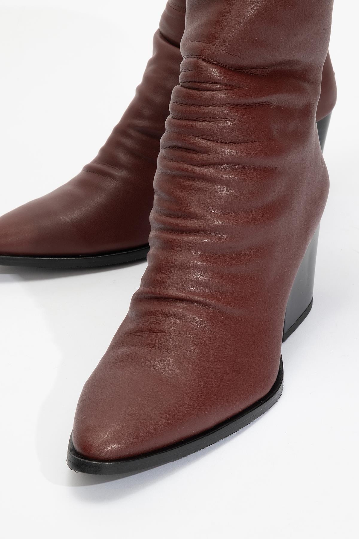 Laval - Burgundy Back-Zip Block Heel Boot (Women)