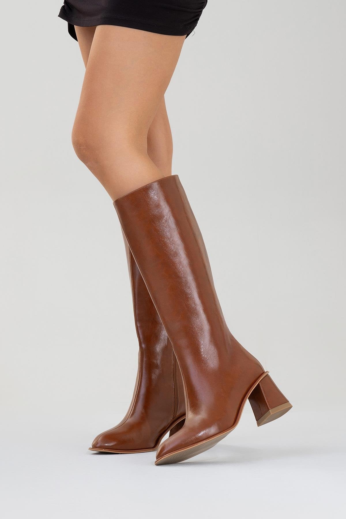 Paradis - Cognac Block Heel Knee-High Boot (Women)