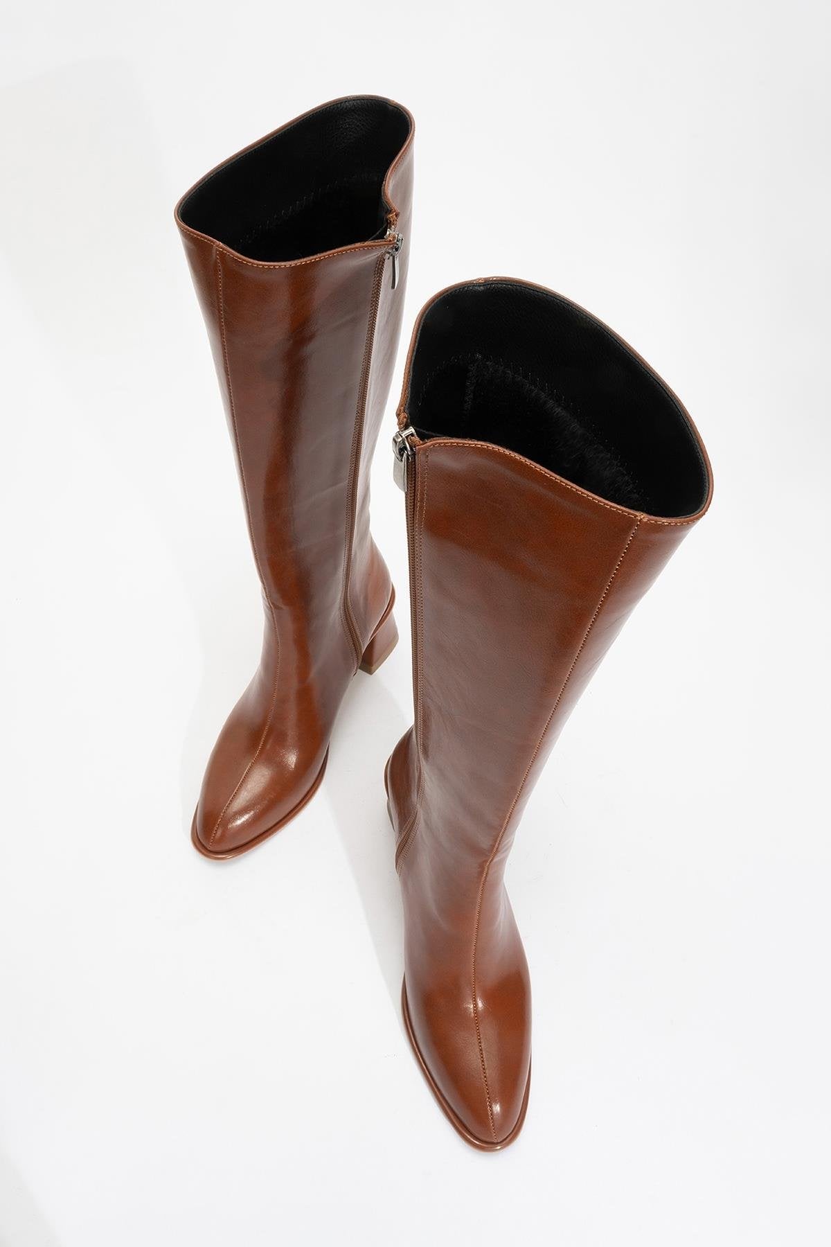 Paradis - Cognac Block Heel Knee-High Boot (Women)