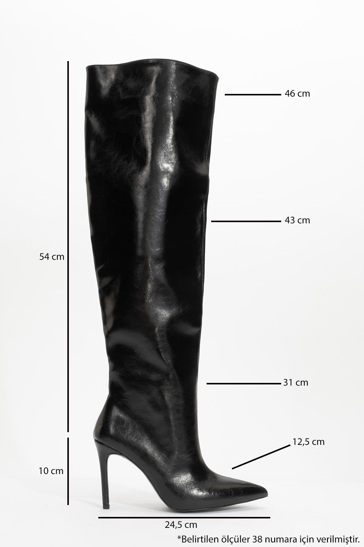 Cleja - Black Slim Heel Over-The-Knee Boot (Women)