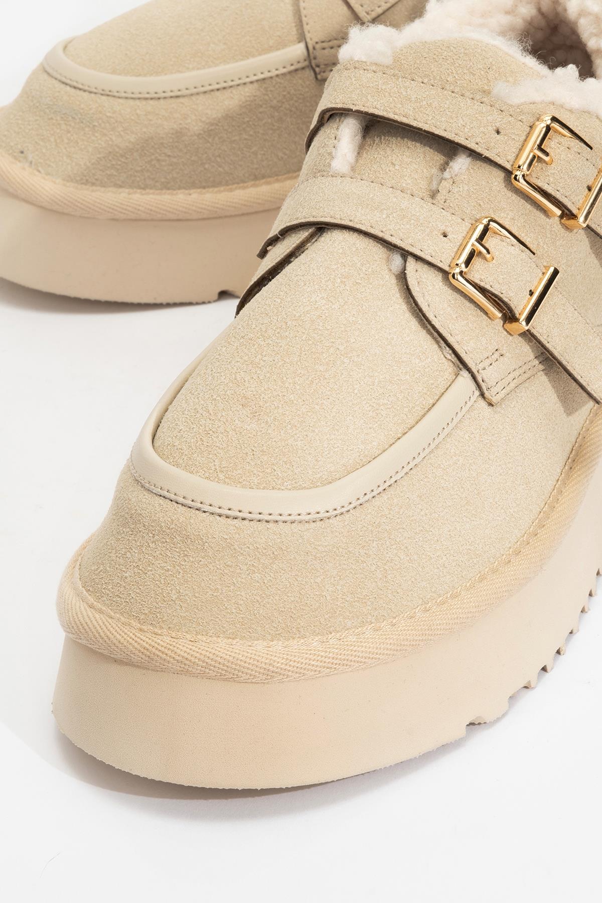 Assos - Beige Suede Short Ankle Boot (Women)