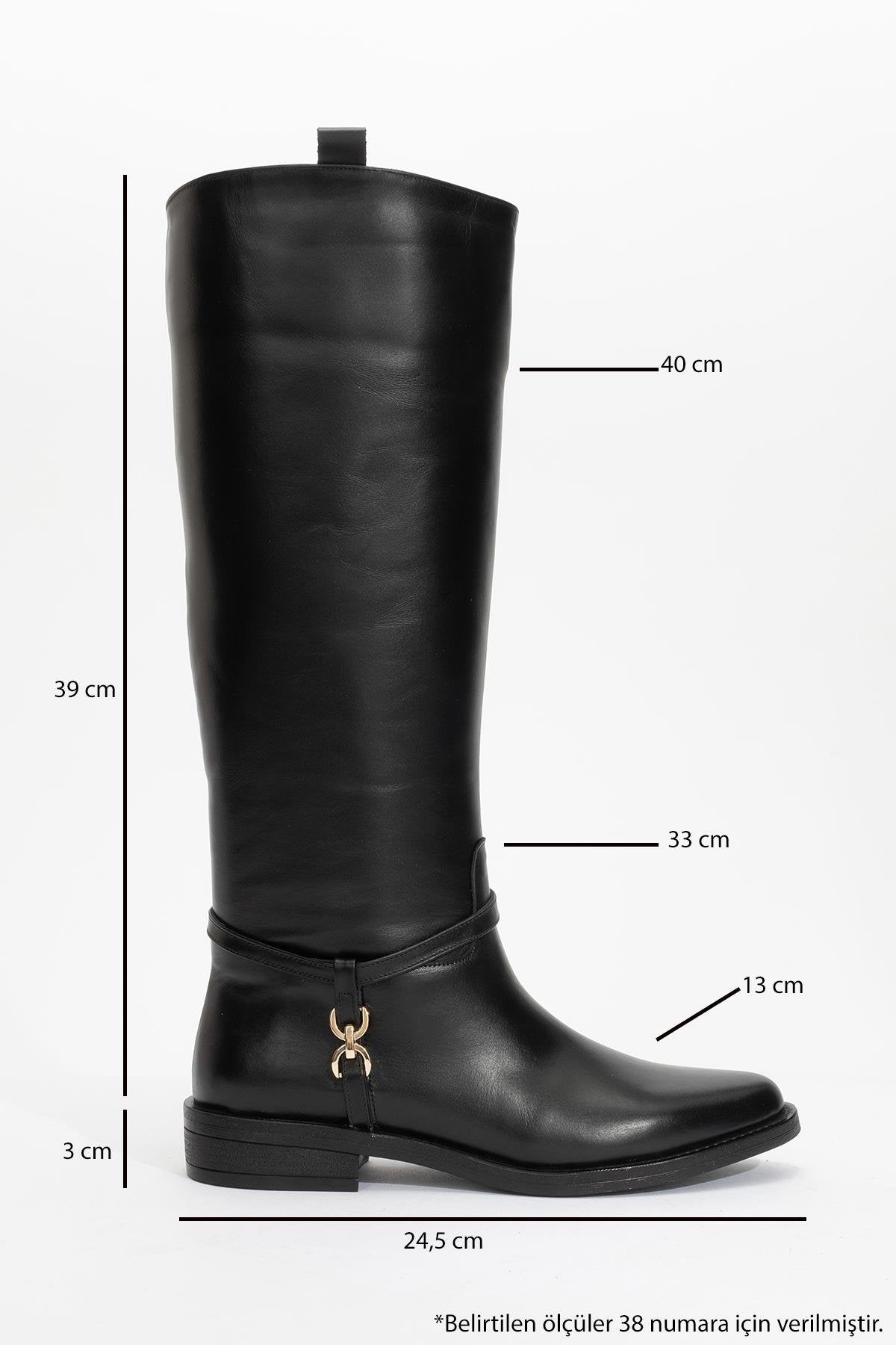 May Black Leather Buckle Boot (Women)