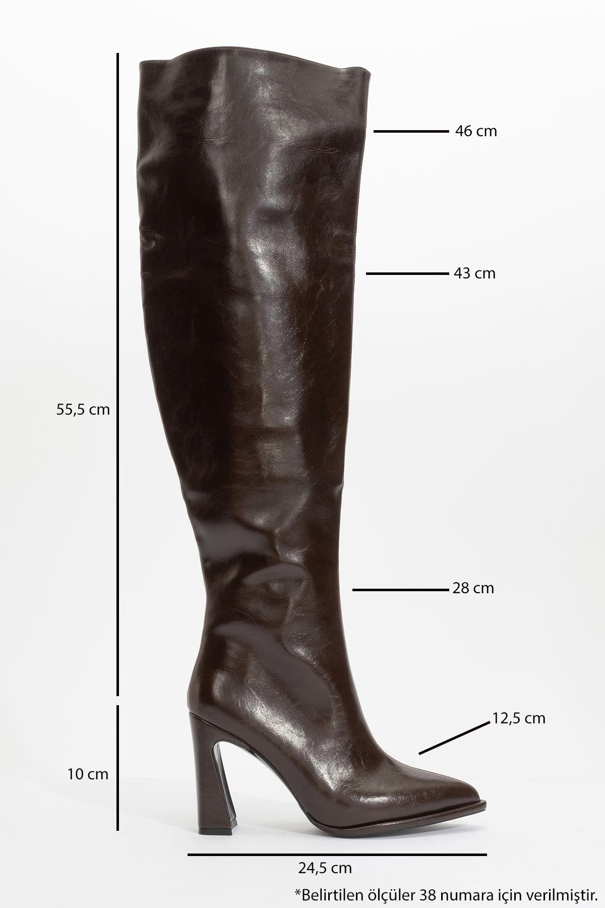 Lepa - Brown Chunky Heel Over-The-Knee Boot (Women)