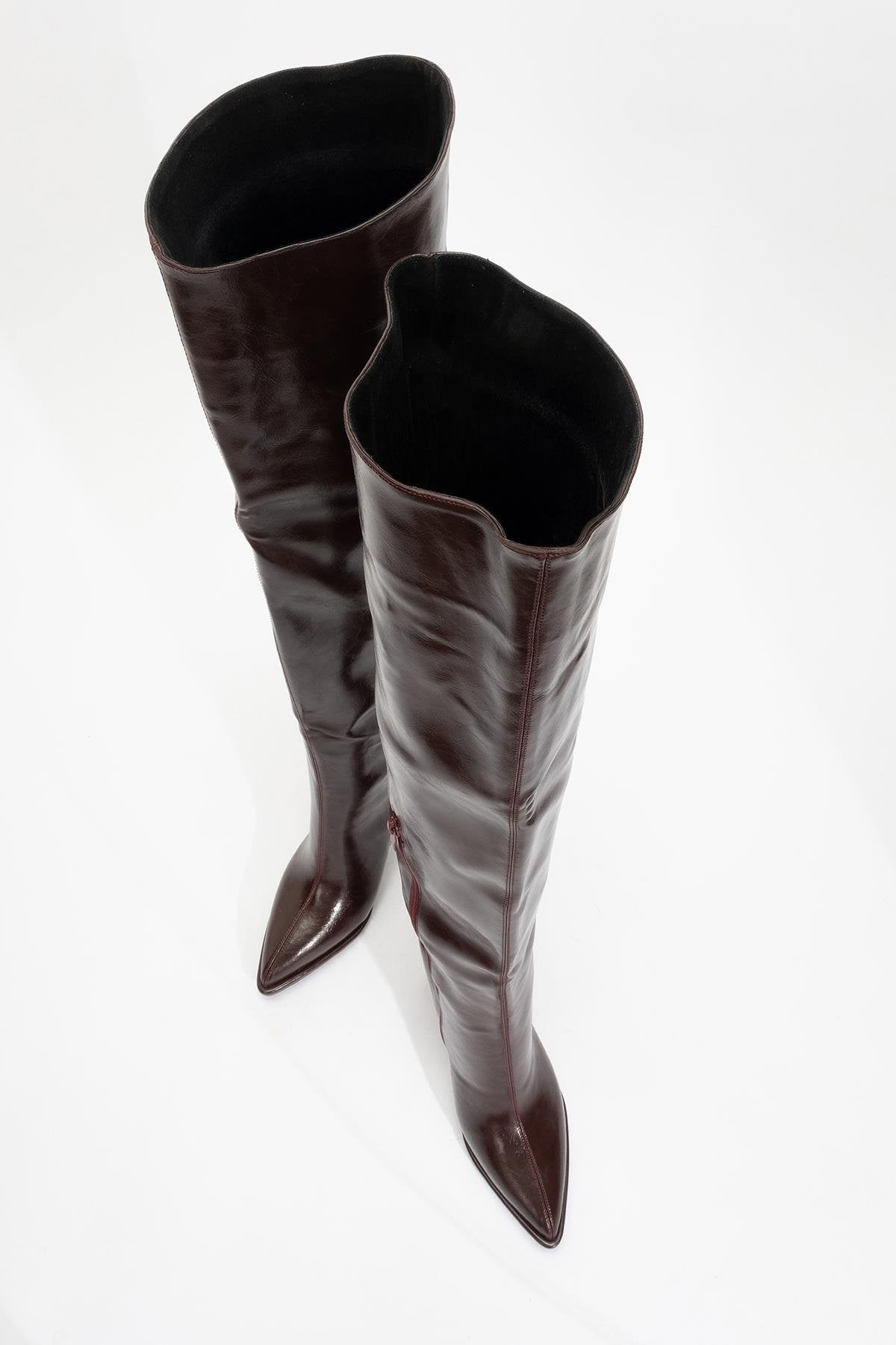 Lepa - Burgundy Chunky Heel Over-The-Knee Boot (Women)