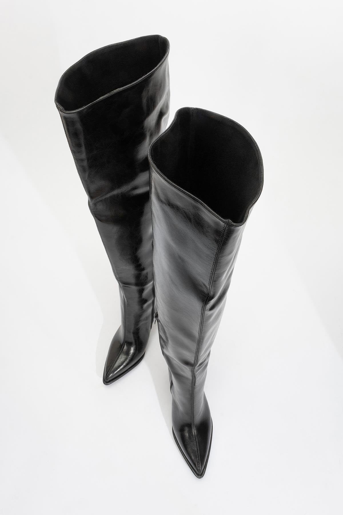 Lepa - Black Chunky Heel Over-The-Knee Boot (Women)