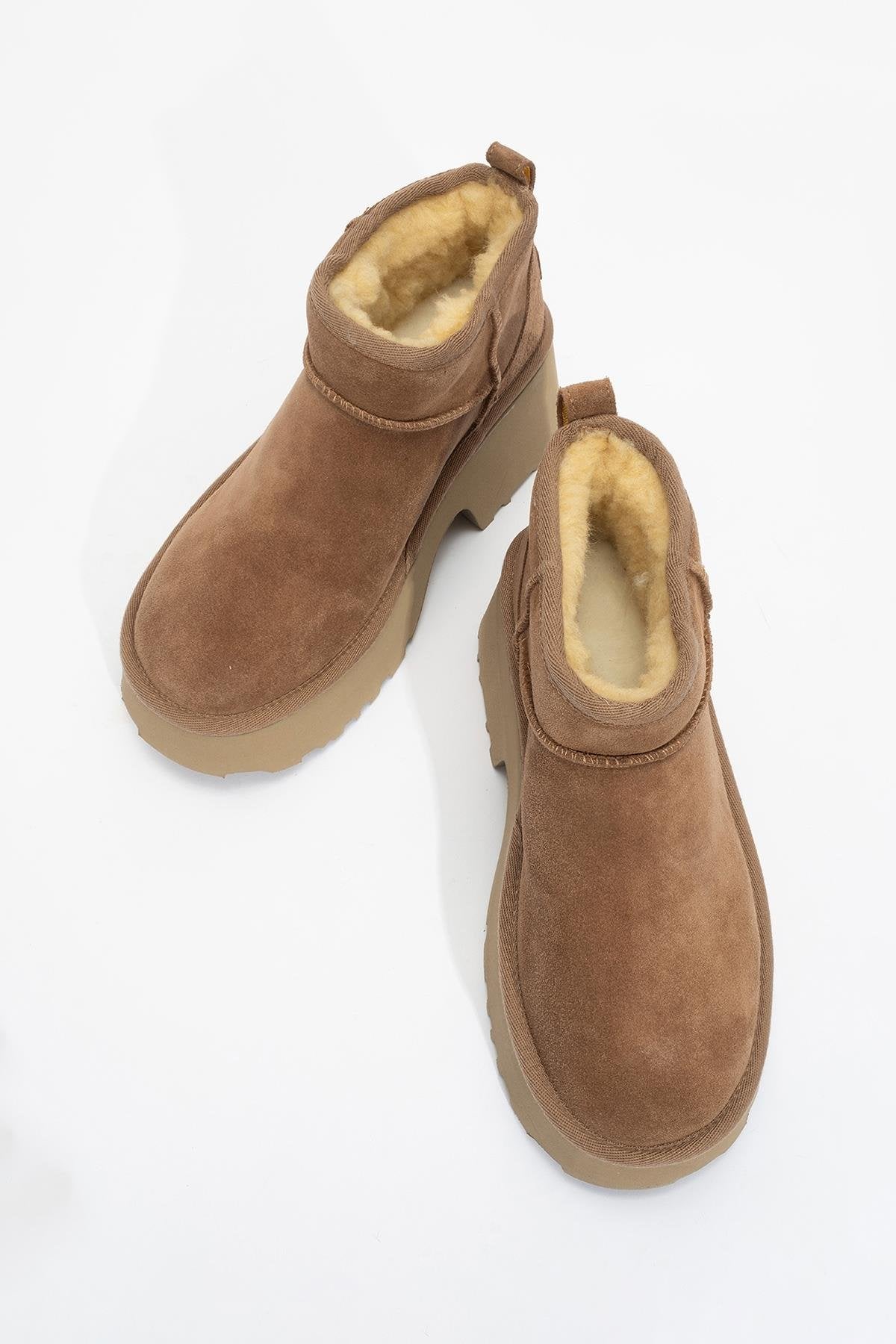 Meina - Taupe Genuine Leather Thick-Soled Ankle Boot (Women)