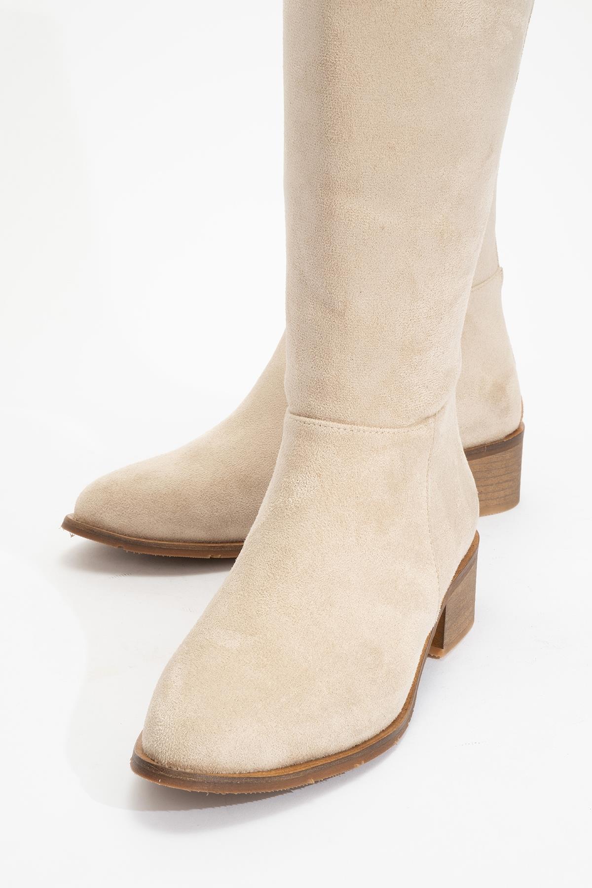 Svetlo - Beige Suede Back-Zip Knee-High Boot (Women)