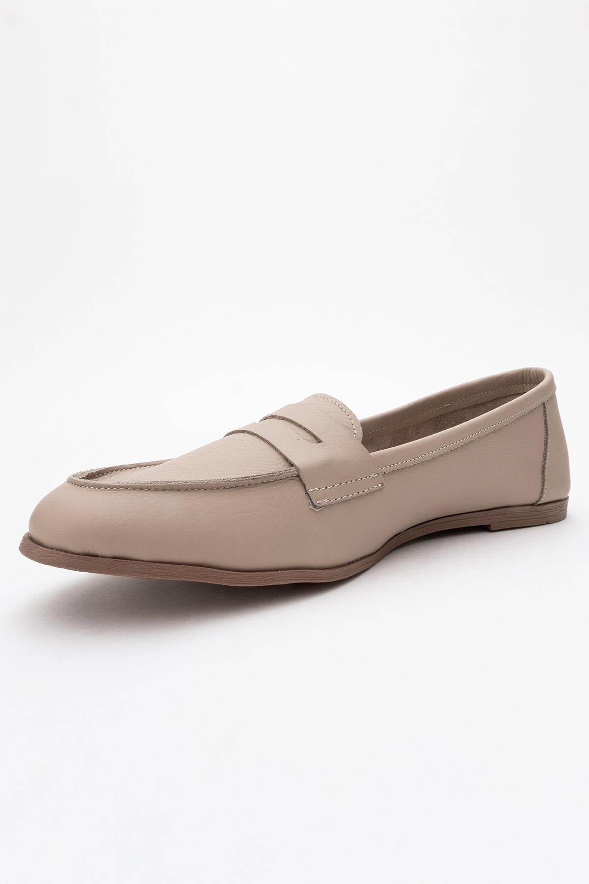 Dorothy - Beige Leather Loafers