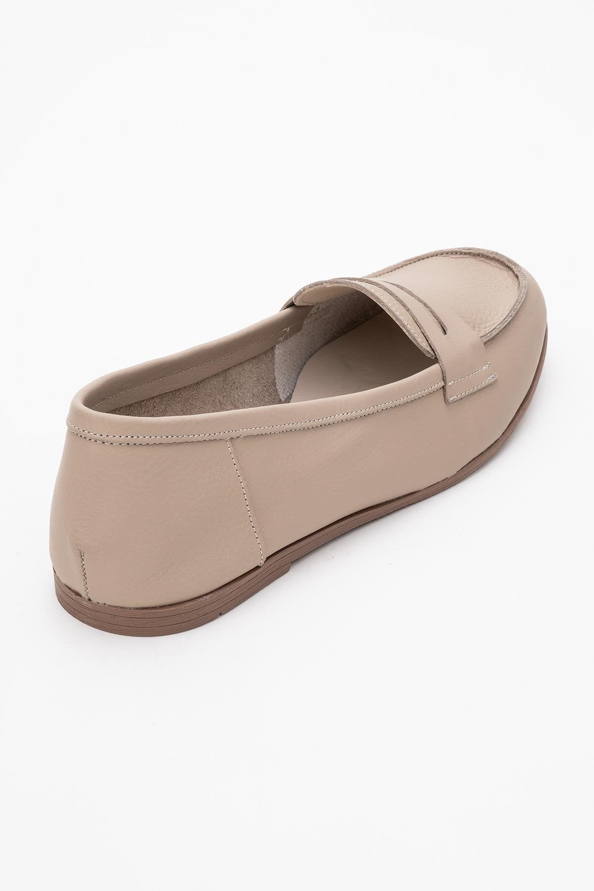 Dorothy - Beige Leather Loafers