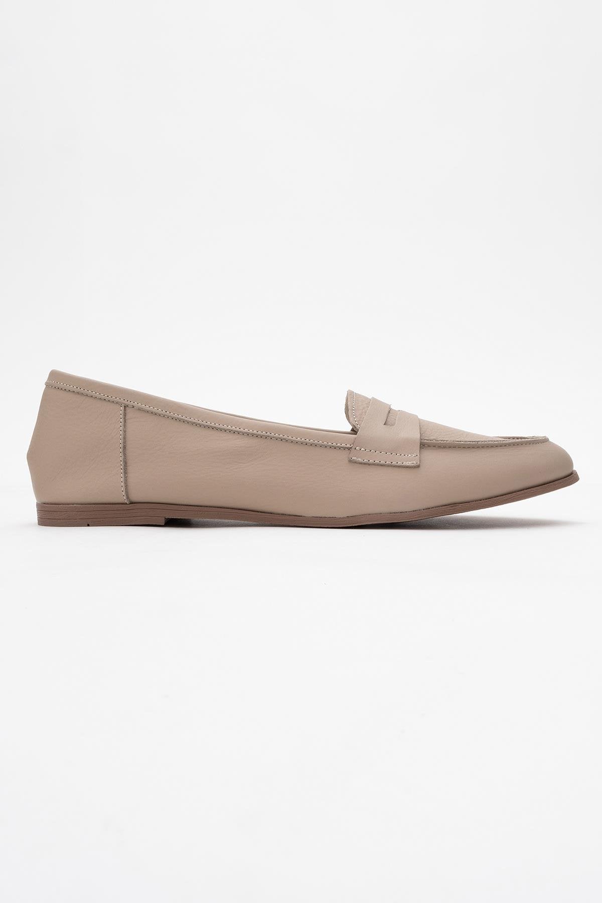 Dorothy - Beige Leather Loafers