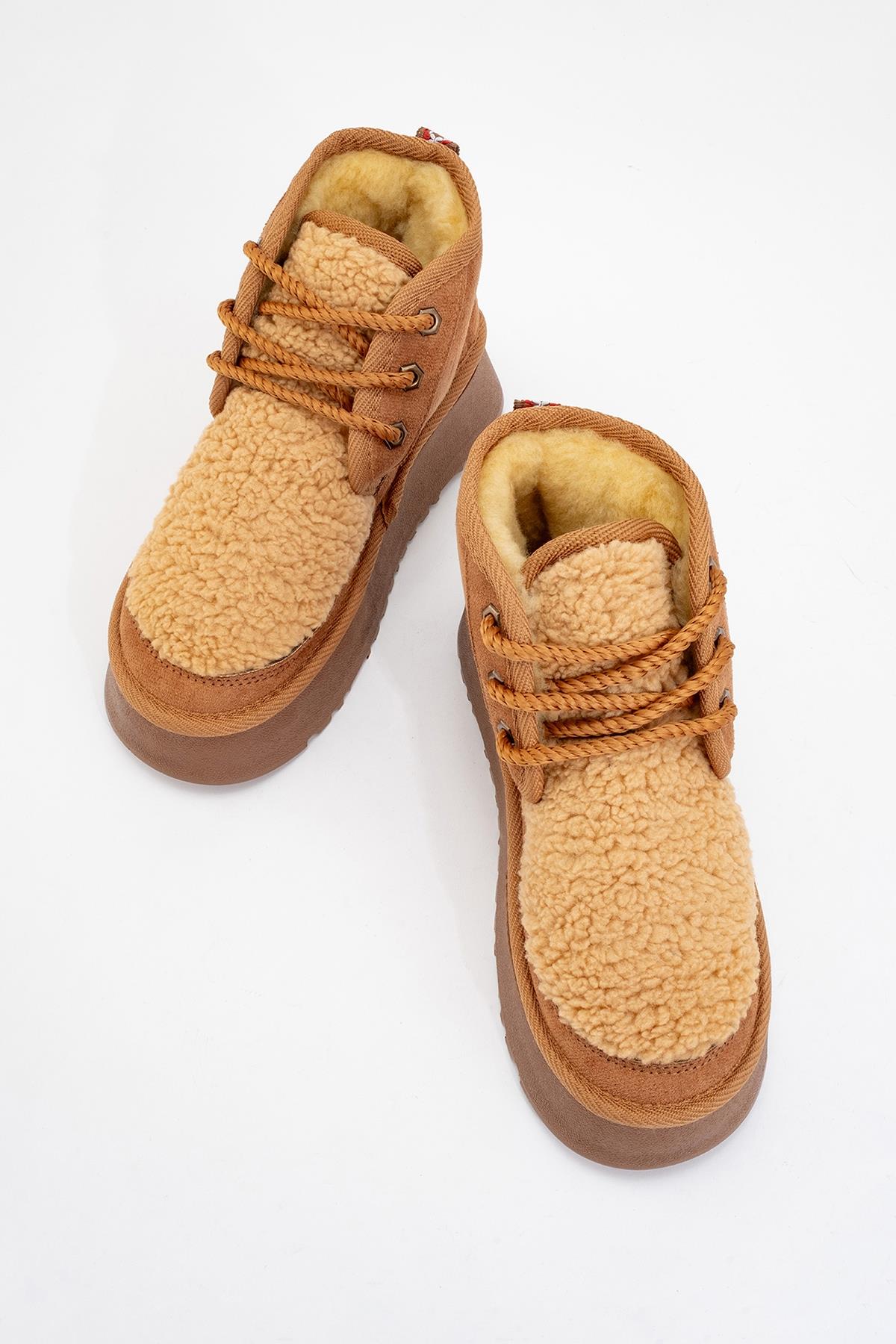 Tyson - Tan Suede With Fur Chunky Lace-Up Sport Boot (Women)