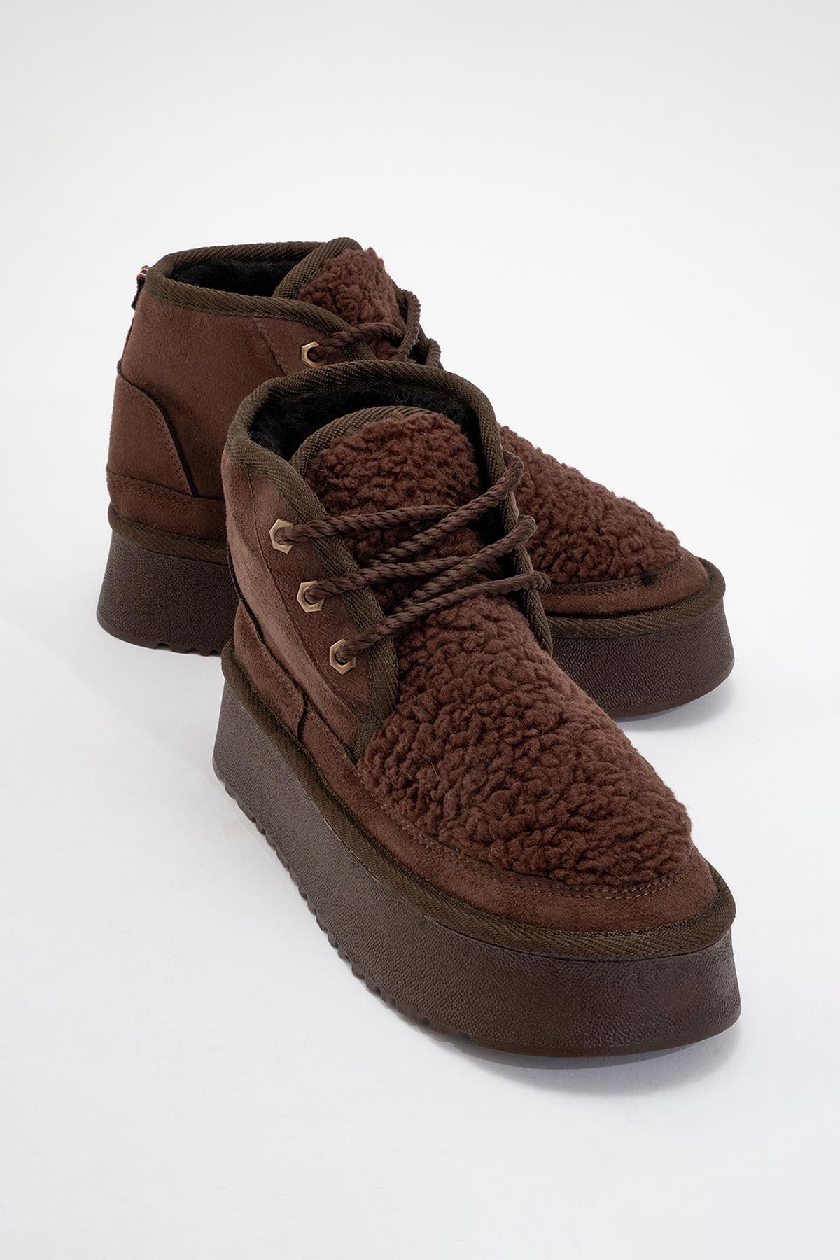 Tyson - Brown Suede With Fur Chunky Lace-Up Sport Boot (Women)