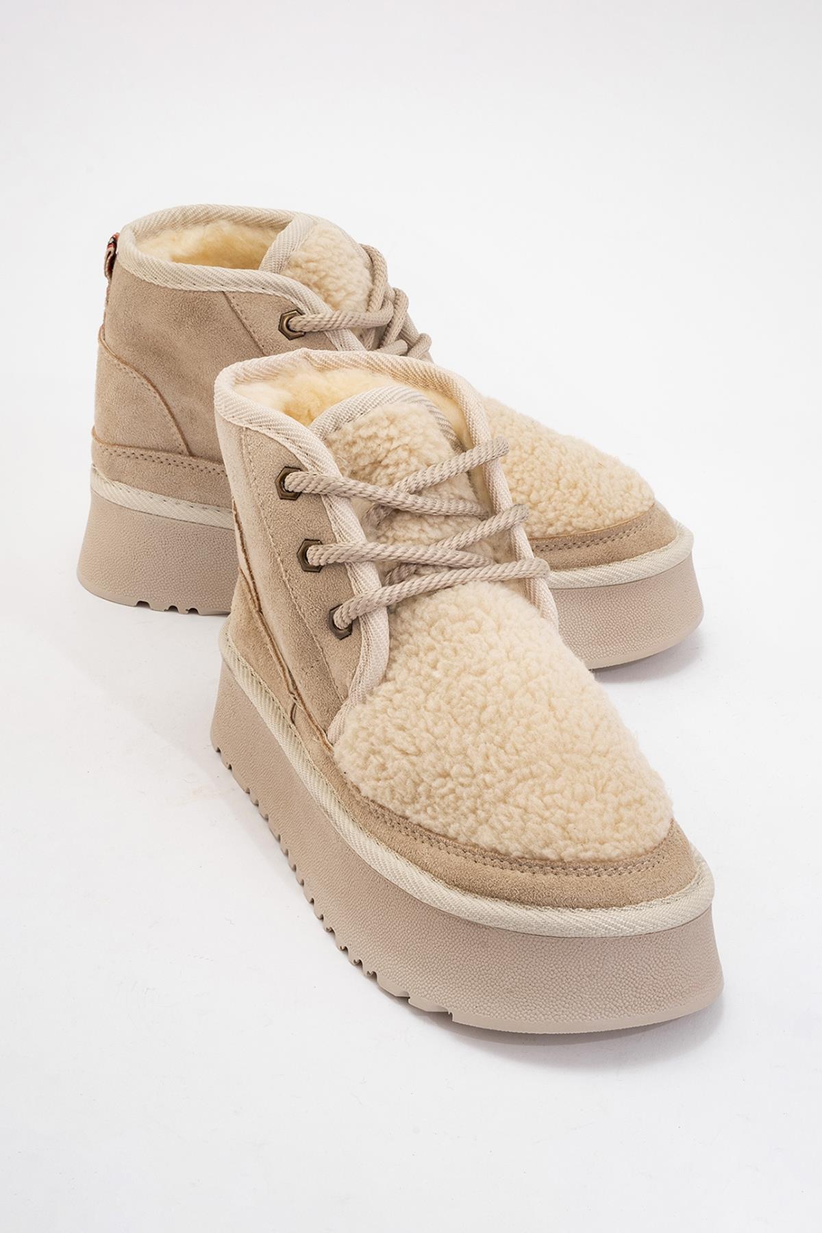 Tyson - Beige Lace-Up Platform Sport Boot (Women)