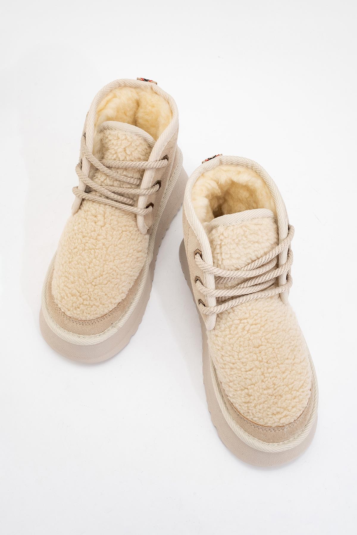 Tyson - Beige Lace-Up Platform Sport Boot (Women)