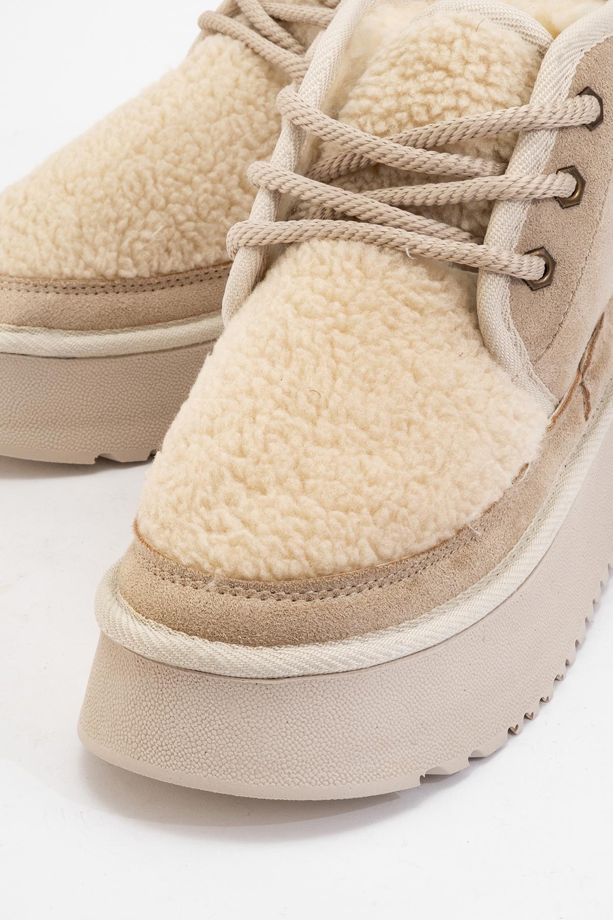 Tyson - Beige Lace-Up Platform Sport Boot (Women)