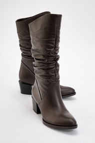 Soule - Cognac Genuine Leather Heeled Short Boot (Women)