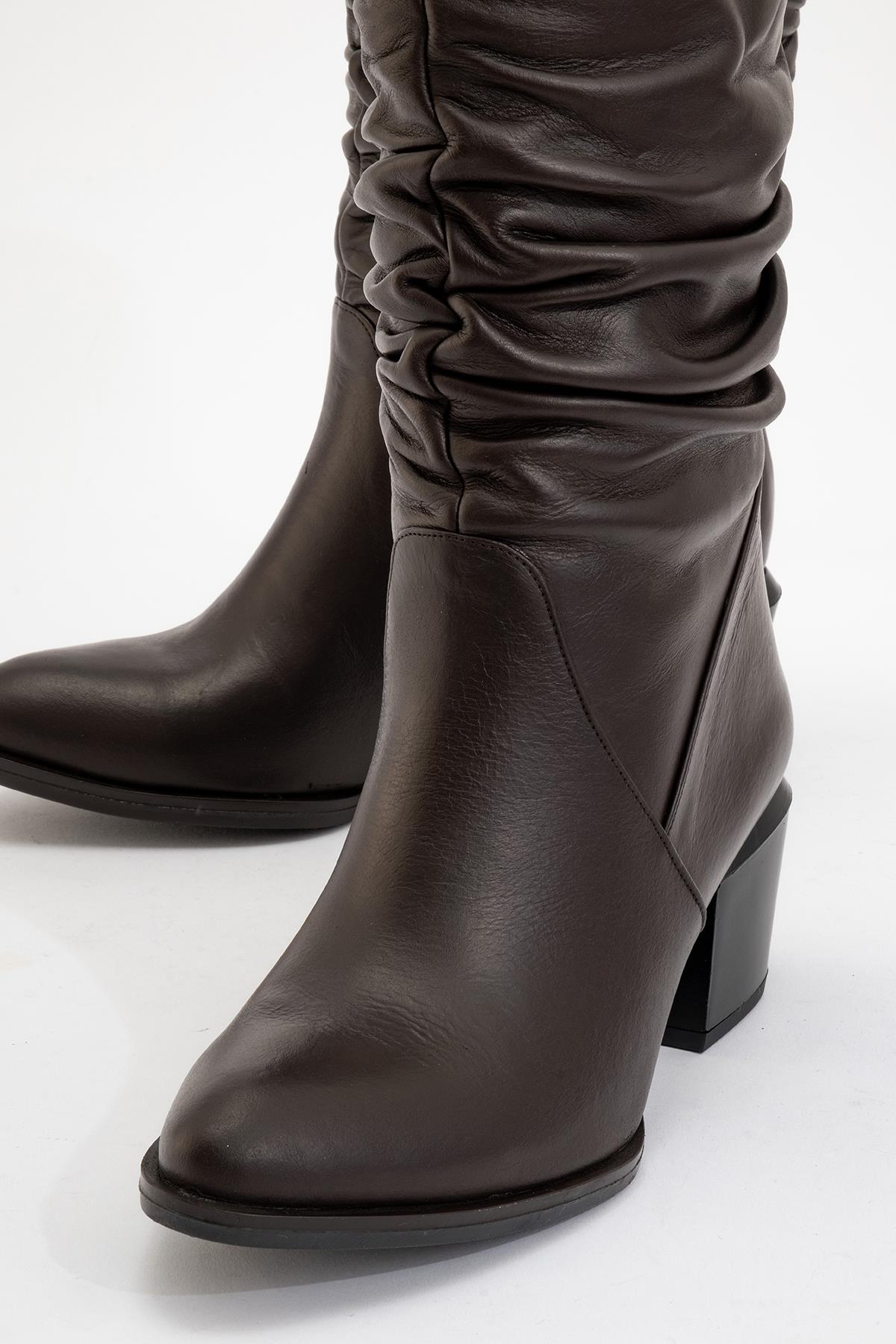 Soule - Cognac Genuine Leather Heeled Short Boot (Women)