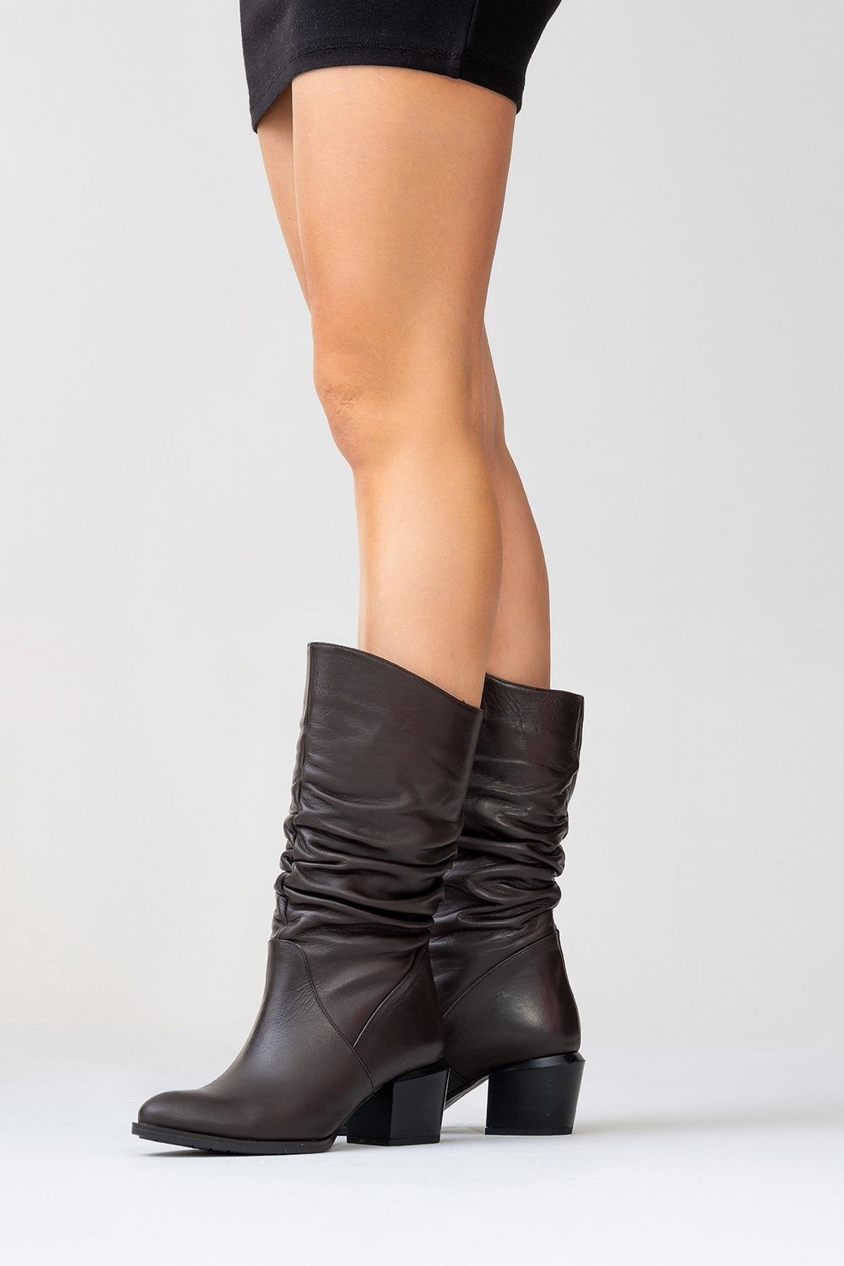 Soule - Cognac Genuine Leather Heeled Short Boot (Women)