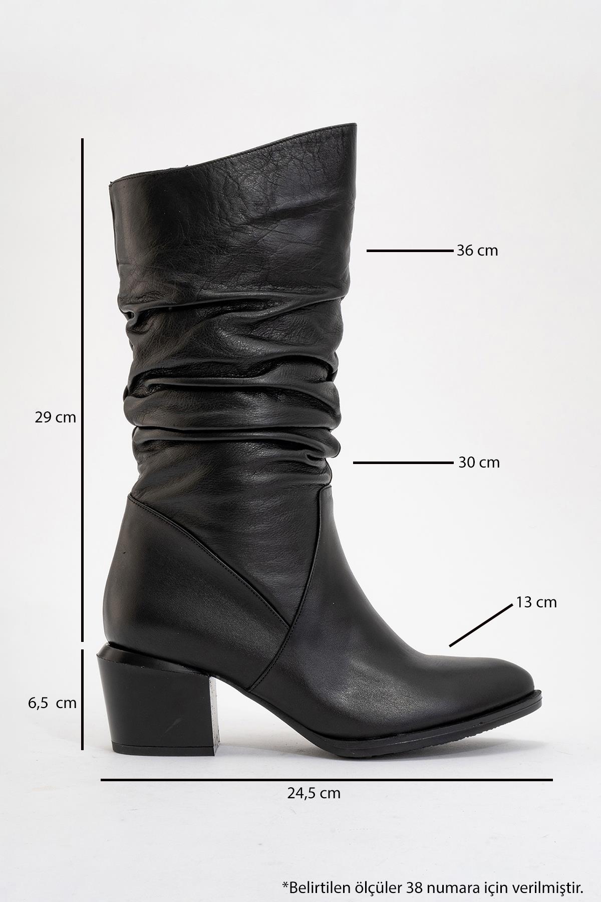 Soule - Black Genuine Leather Heeled Short Boot (Women)