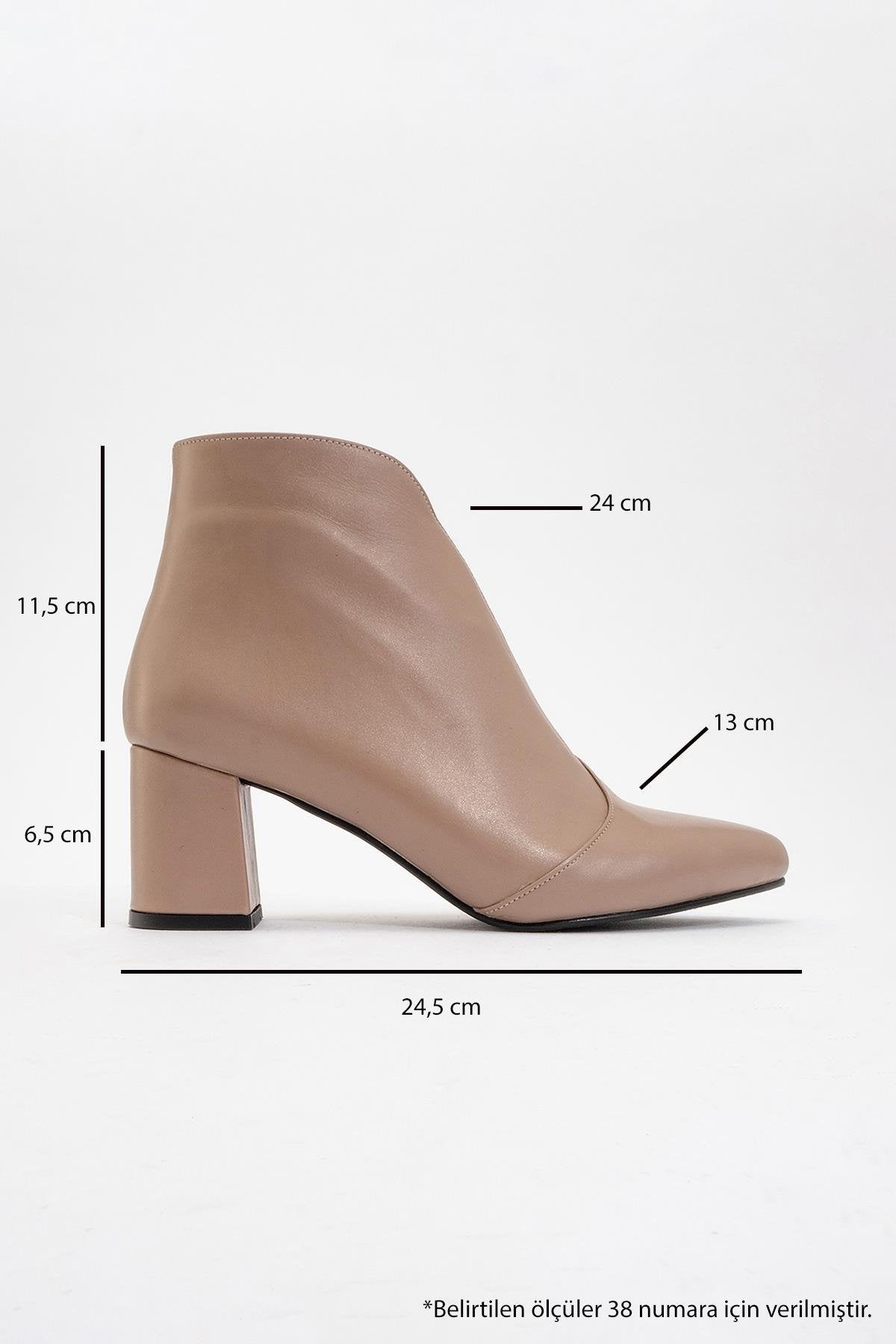 Finda Dark Beige Leather Block‑Heel Boot (Women)