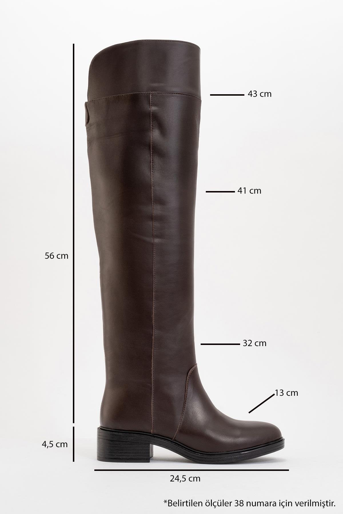 Petya - Brown Genuine Leather Over-The-Knee Boot (Women)