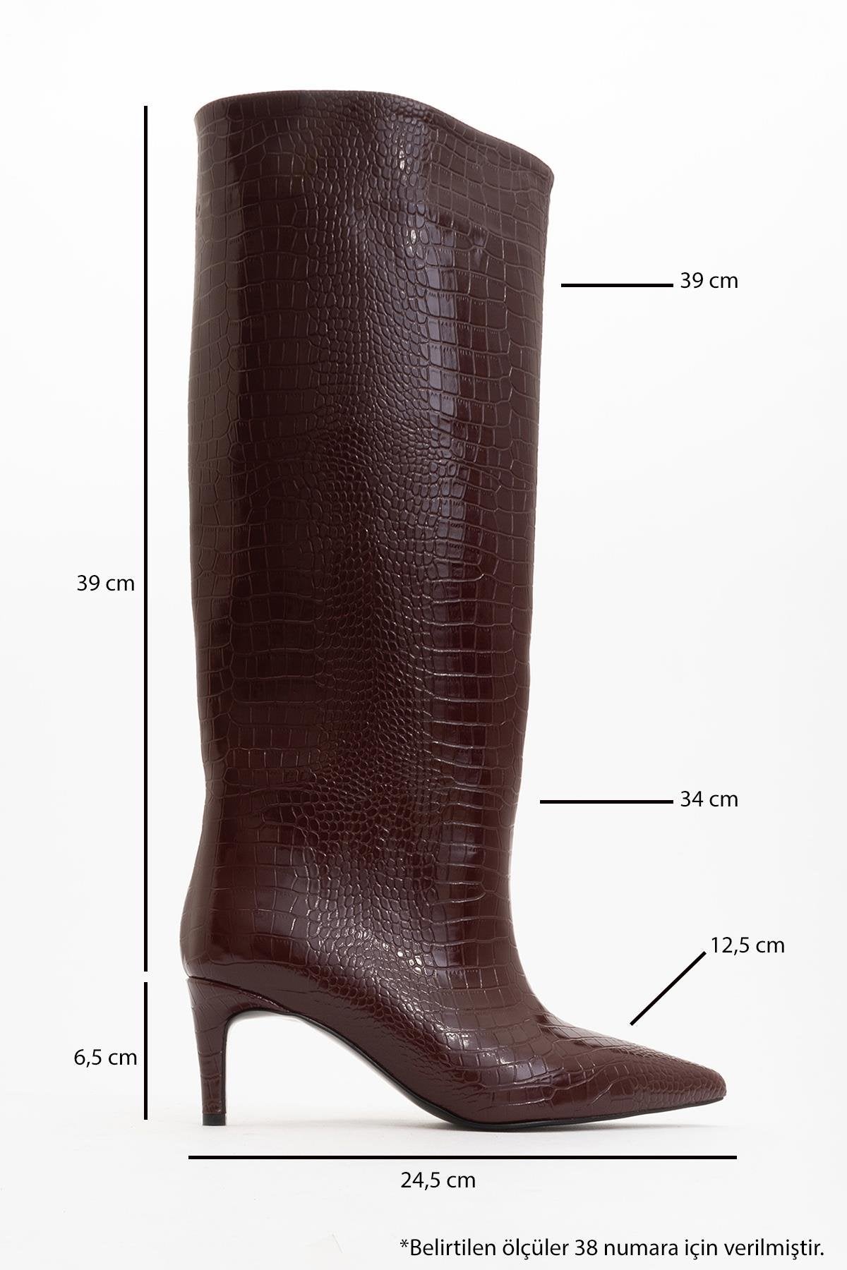 Cassandra Burgundy Pattern High‑Heel Boot (Women)