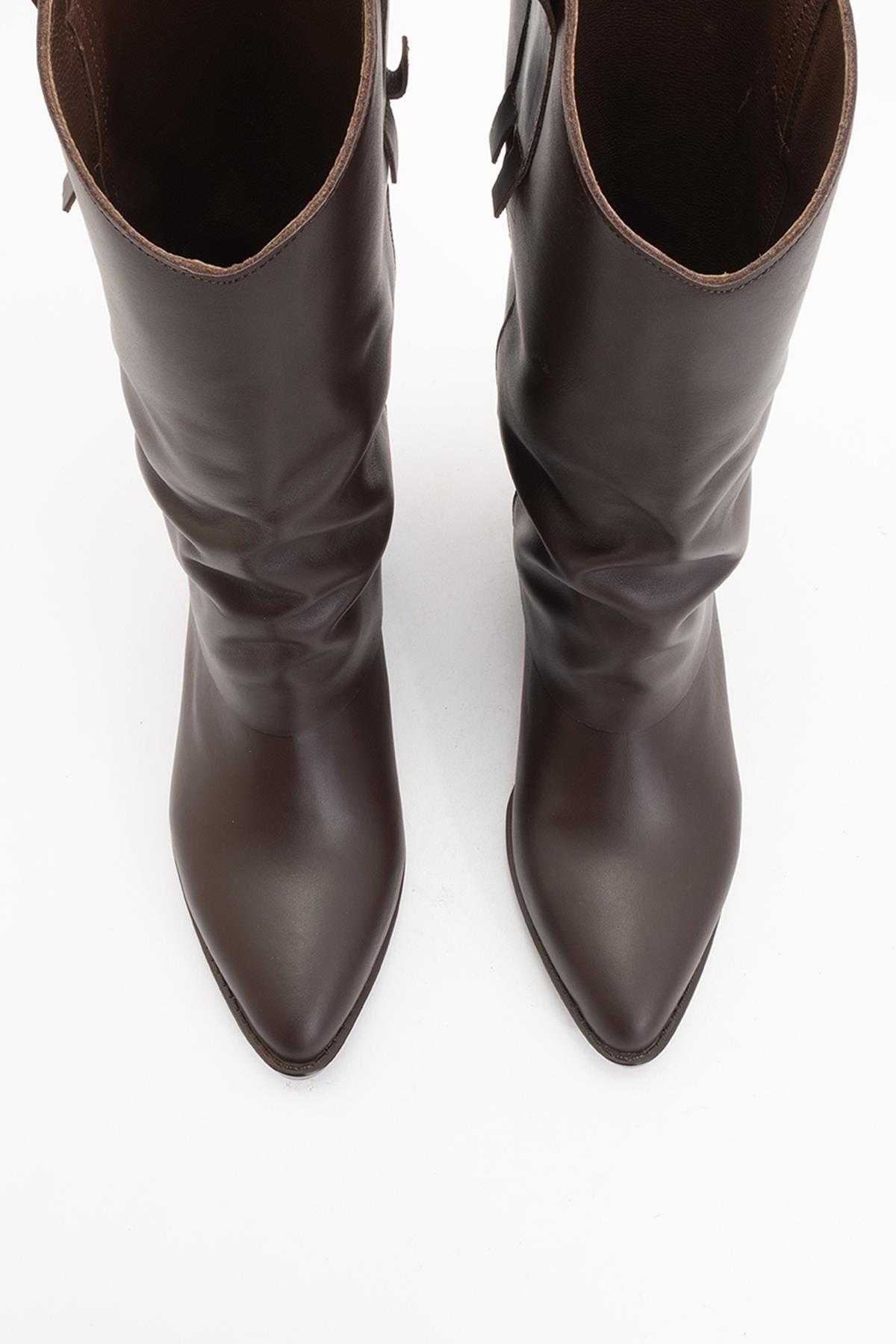 Sojo - Brown Genuine Leather Block Heel Ankle Boot (Women)