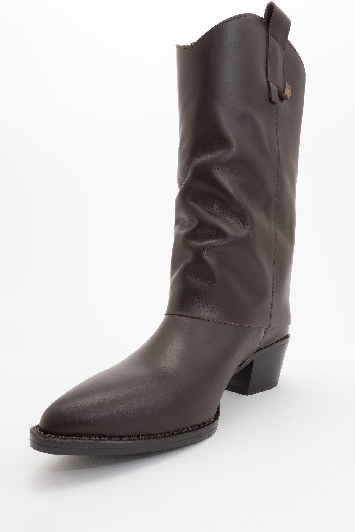 Sojo - Brown Genuine Leather Block Heel Ankle Boot (Women)