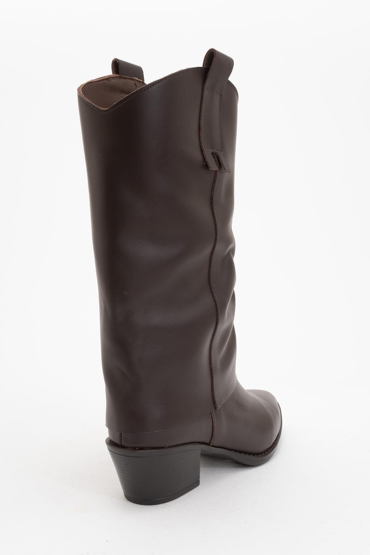 Sojo - Brown Genuine Leather Block Heel Ankle Boot (Women)