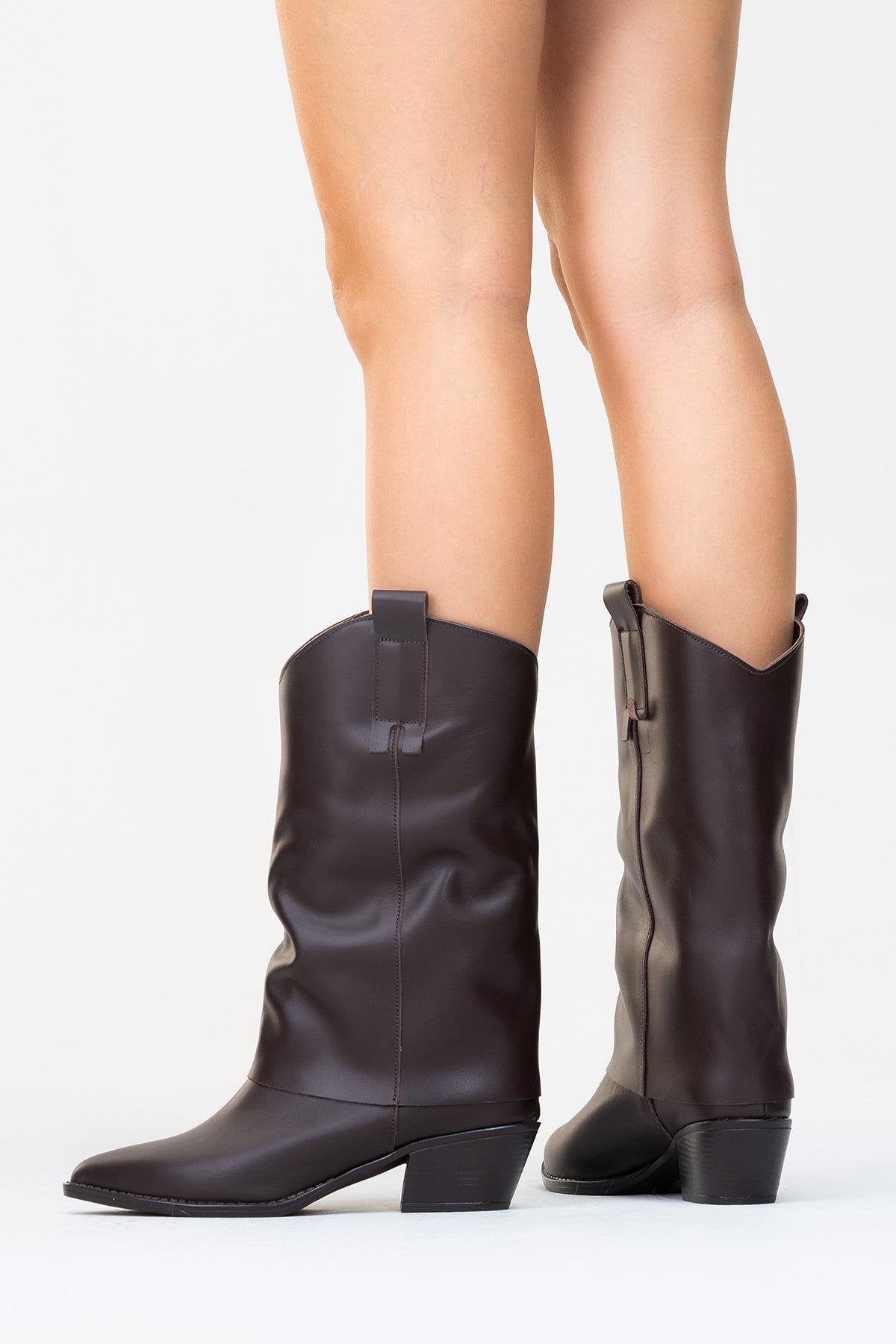 Sojo - Brown Genuine Leather Block Heel Ankle Boot (Women)