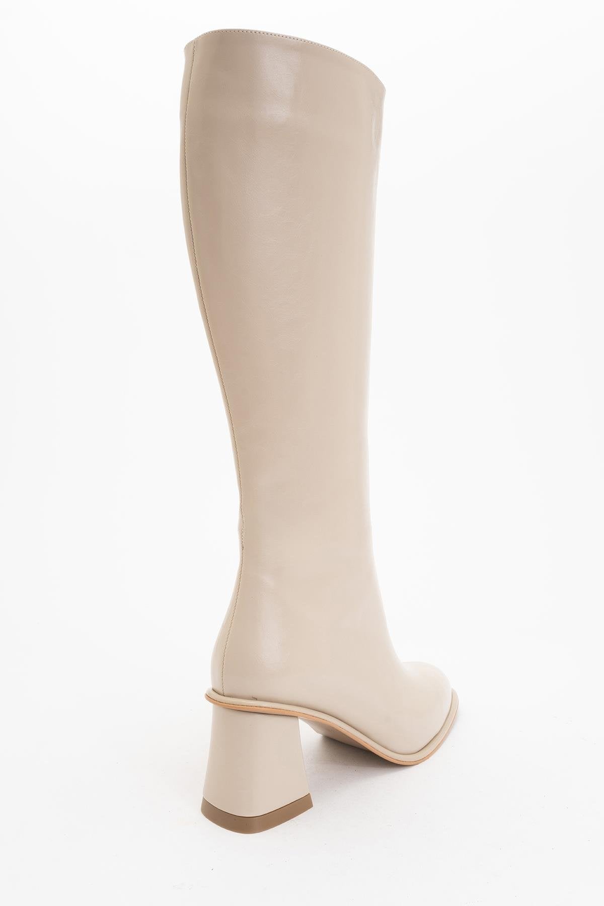 Paradis - Beige Block Heel Knee-High Boot (Women)