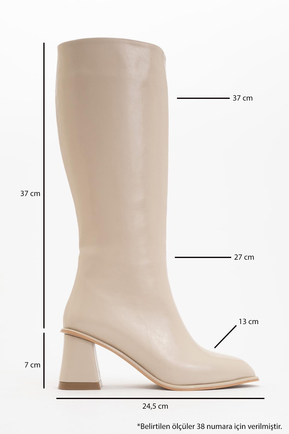 Paradis - Beige Block Heel Knee-High Boot (Women)
