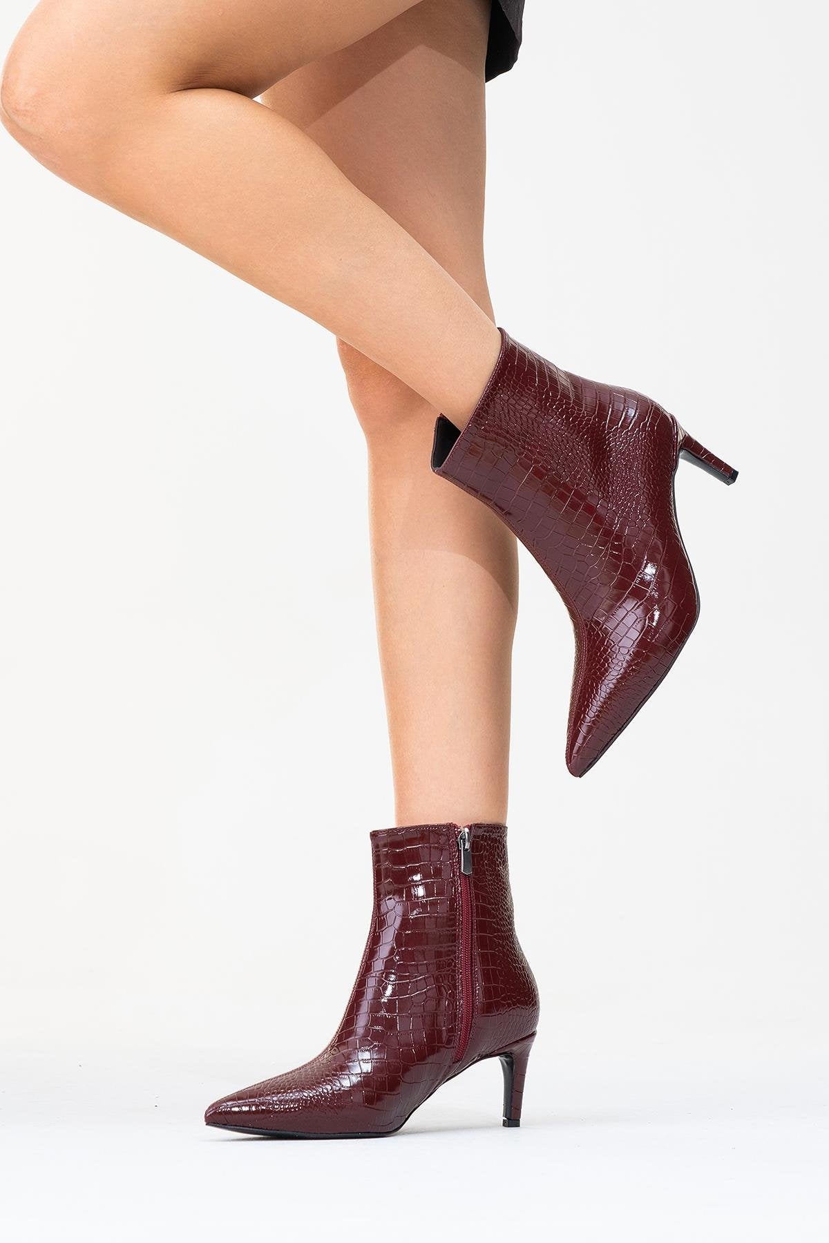 Noya Burgundy Pattern Stiletto Boot (Women)