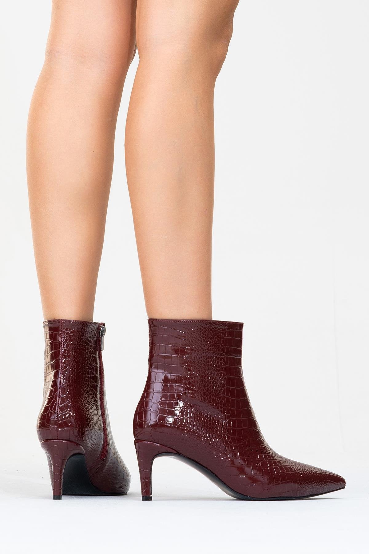 Noya Burgundy Pattern Stiletto Boot (Women)